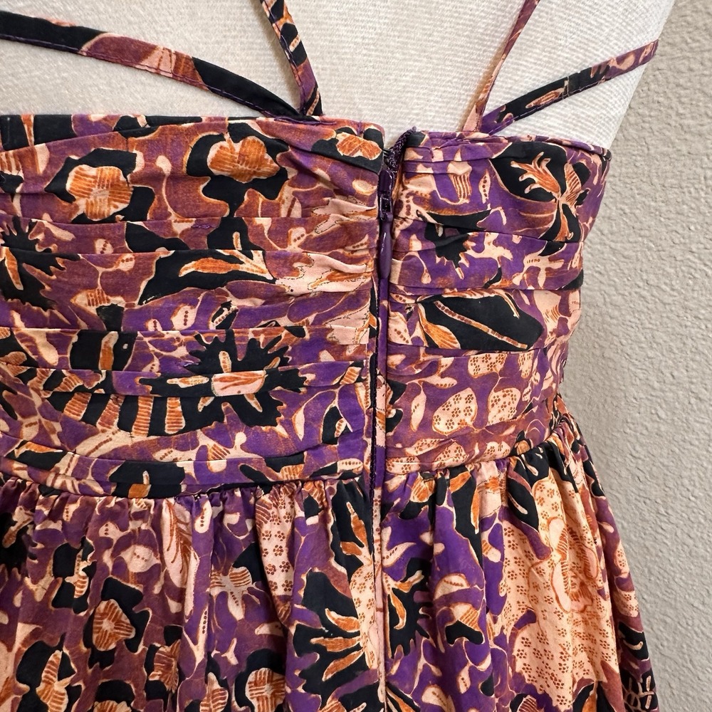 Ulla‎ Johnson Phoebe Strappy Cutout Cotton Midi Dress Batik Purple Brown Boho Sm - Picture 8 of 12
